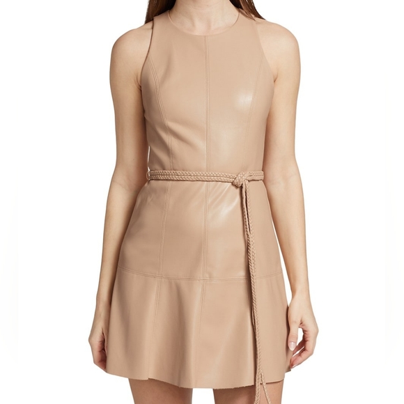 NWT Alice + Olivia Leandra Vegan Leather Minidress - Picture 3 of 7